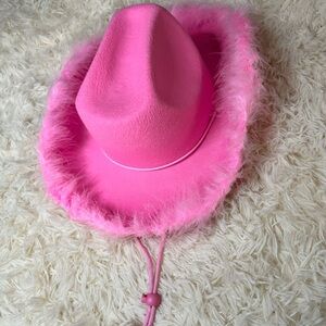Pink Feather Trim Western Hat